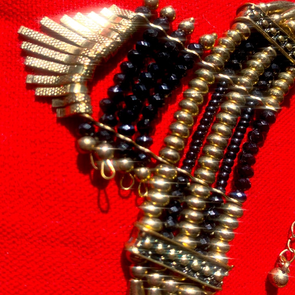 Gold and black native BoHo necklace choker. Excellent condition 12 inches long